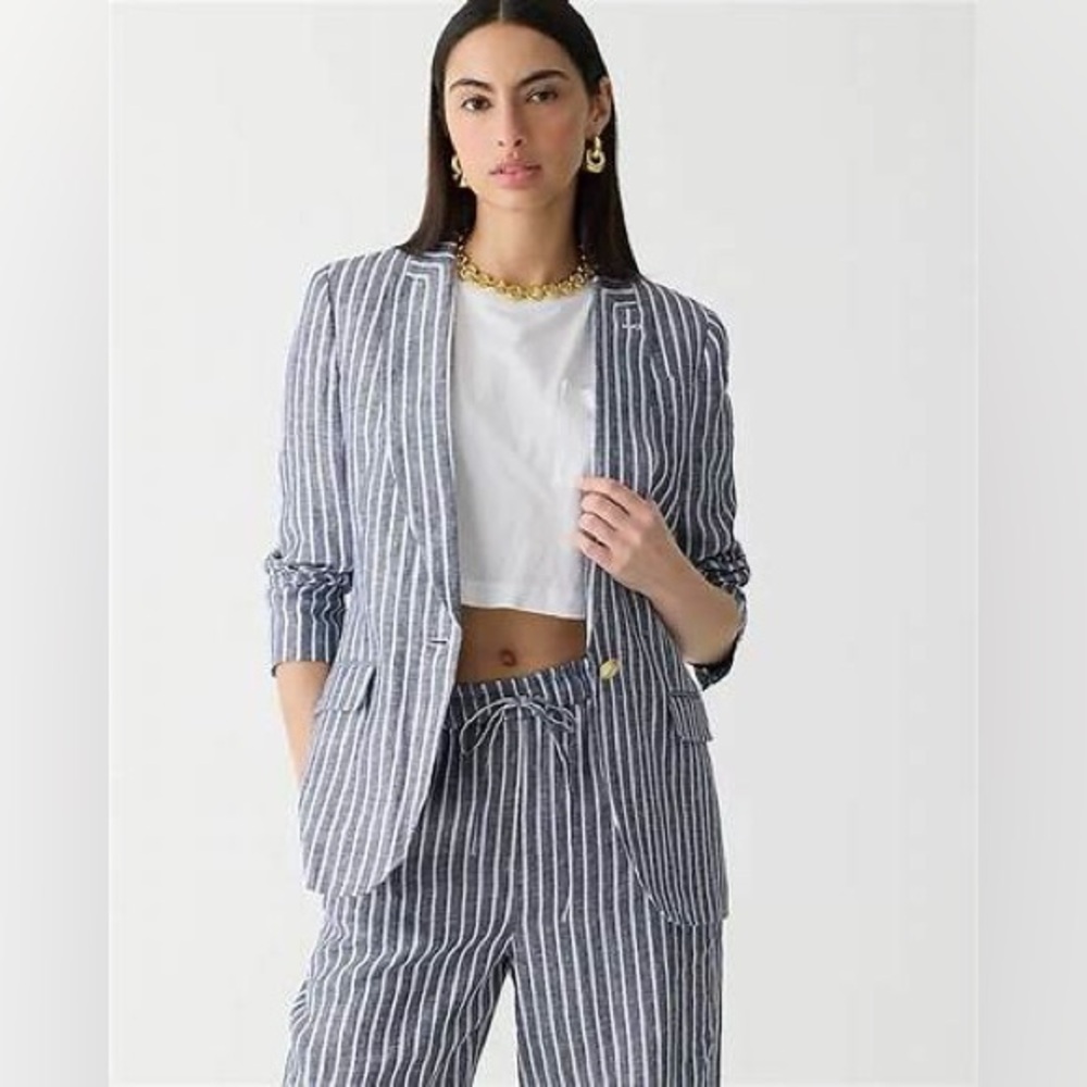 J.Crew Alfie blazer in striped linen BX807